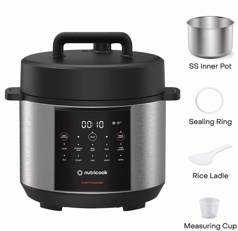 Nutricook NC-SP150 Smart Pot 4L Electric Pressure Cooker 900W – 11 Programs, Stainless Steel Pot, 2-Year Warranty