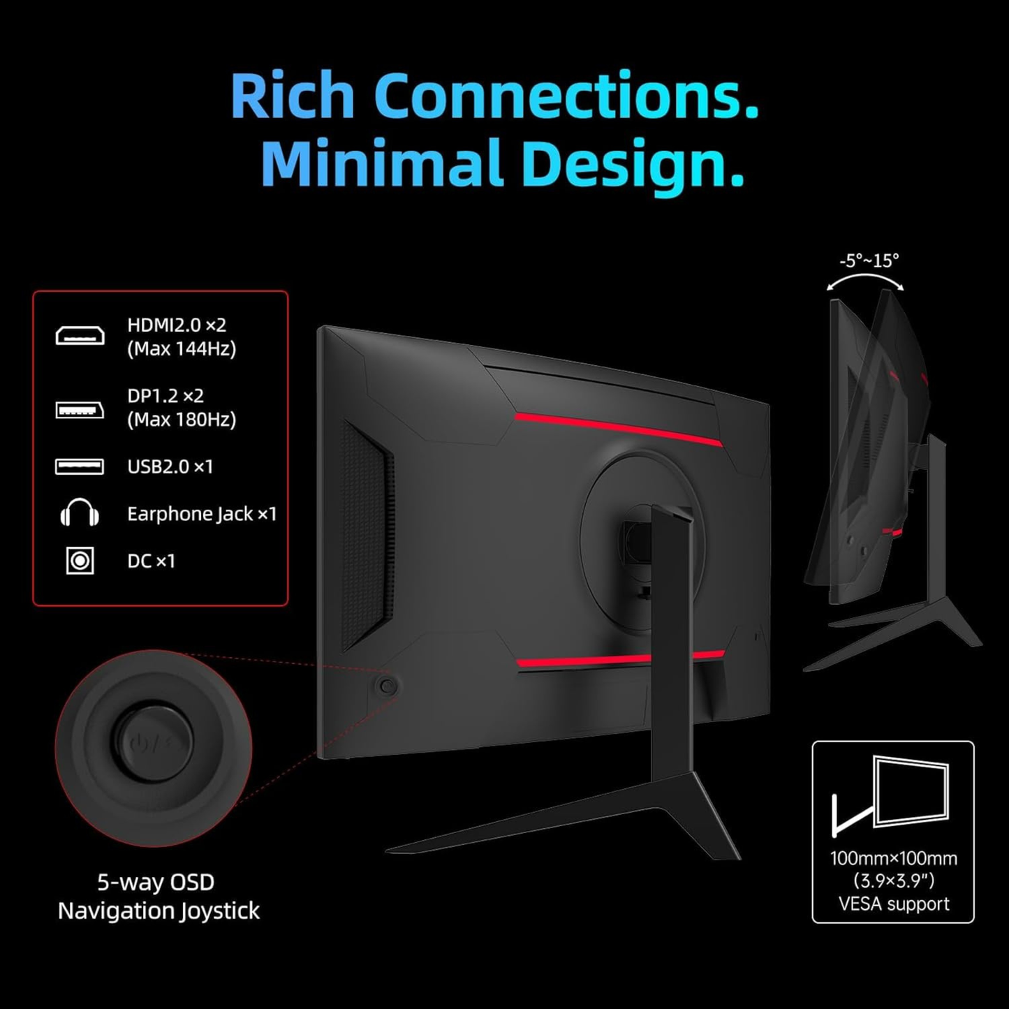 KTC 27" Curved WQHD Gaming Monitor – 180Hz, FreeSync Premium, 1500R, HDR