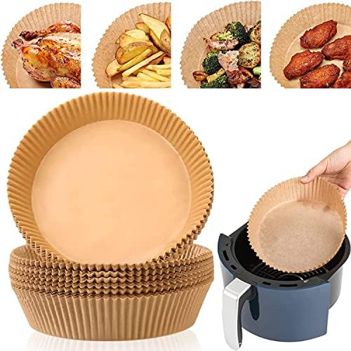 SKY-TOUCH 100pcs Air Fryer Paper Liners – Non-Stick, 16cm, Brown