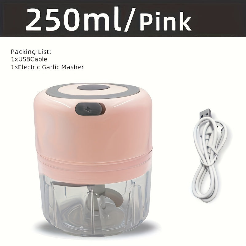 USB Rechargeable Mini Garlic Mixer – 250ml Electric Food Chopper for Kitchen – Portable & Multi-Use