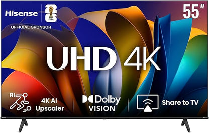 Hisense 55E6N 55” 4K UHD Smart TV (2024) – Dolby Vision, Game Mode, Voice Control