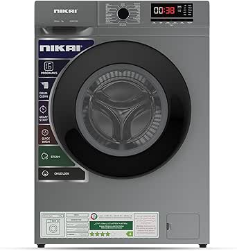Nikai NWM701FN9S 7KG Front Load Washing Machine – 16 Programs, Steam Wash, Fully Automatic, Silver