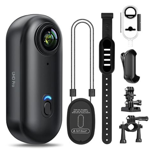 i3 4K Thumb Action Camera – Mini Waterproof Body Camera with 64GB Card, Black
