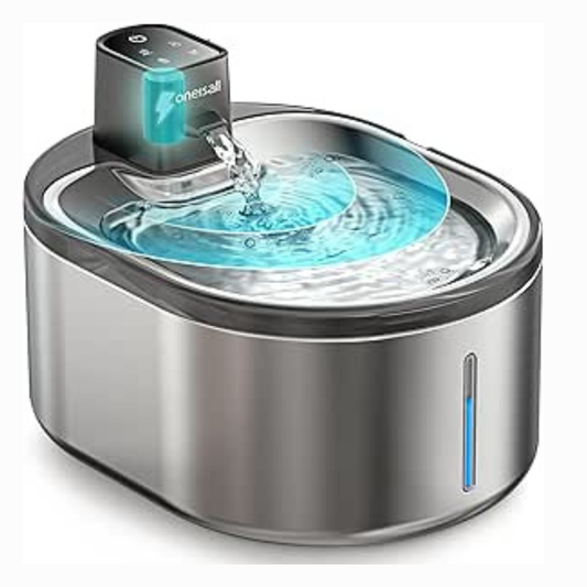oneisall Battery-Operated Cat Water Fountain – 4L Wireless Stainless Steel, Motion Sensor