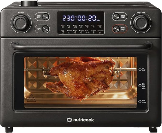 Nutricook NC-AFTO330K 30L 12-in-1 Air Fryer Oven – Steam Infusion, Rotisserie, Turbo Convection, Beige