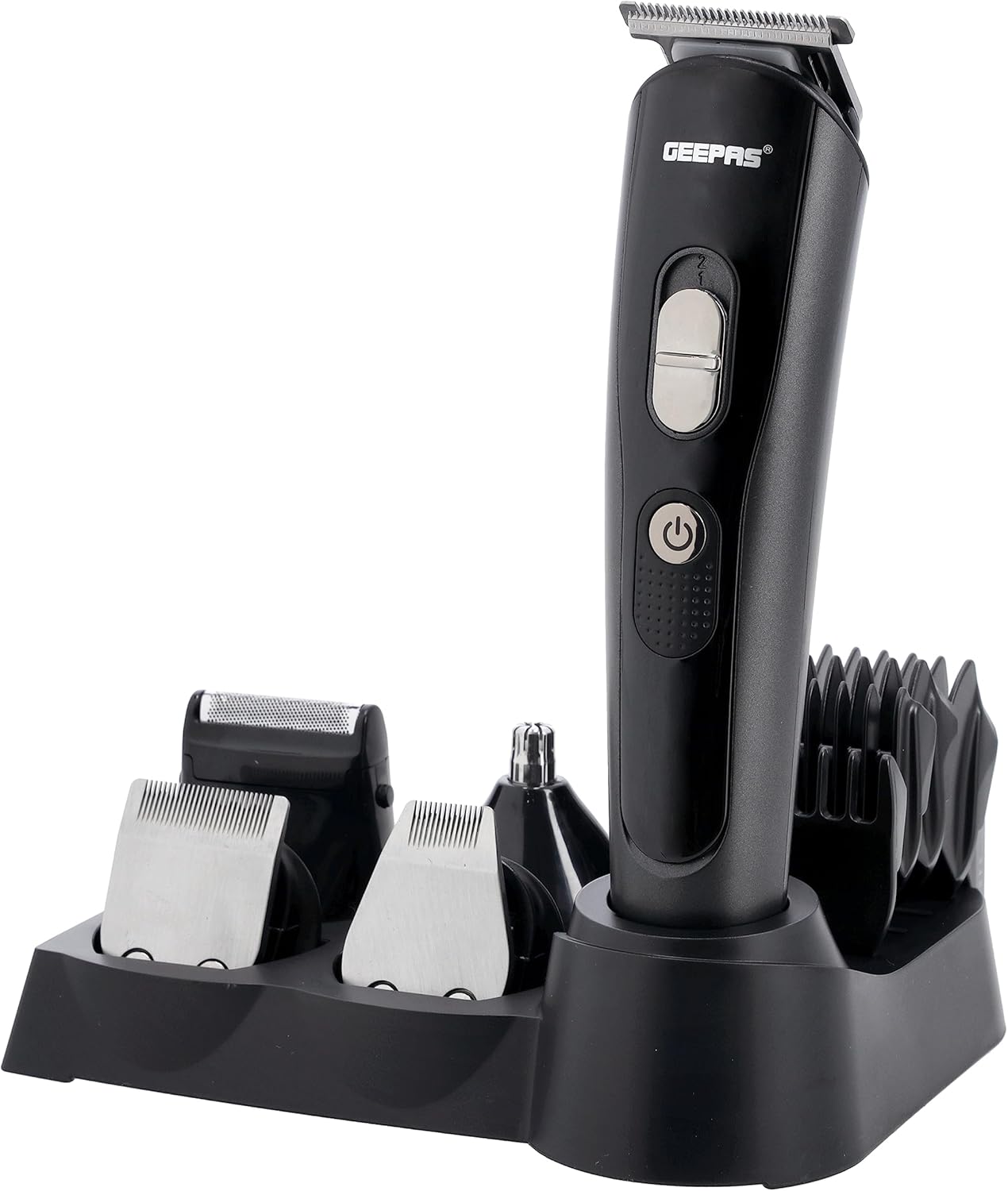 Geepas GTR8612N 11-in-1 Rechargeable Grooming Set – Hair, Beard, Nose, Ear & Body Trimmer, LED Display