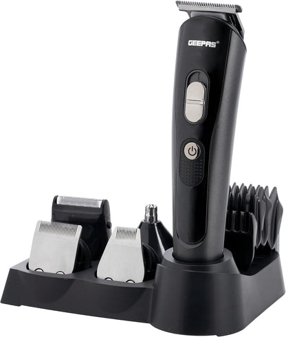 Geepas GTR8612N 11-in-1 Rechargeable Grooming Set – Hair, Beard, Nose, Ear & Body Trimmer, LED Display