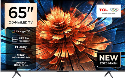 TCL 65Q6C 65” 4K QD-Mini LED Smart TV (2025) – 144Hz, Dolby Atmos, Google TV, Game Master