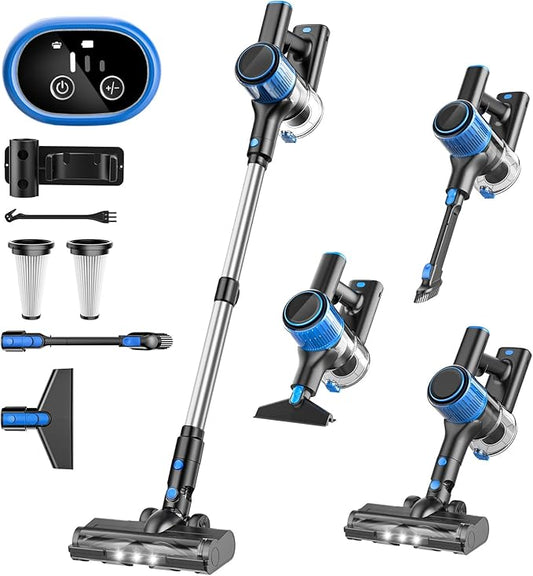 SINCHER A27B Cordless Vacuum Cleaner – 28KPa Suction, 40 Min Runtime, LED Display, 3 Power Modes (Super Blue)