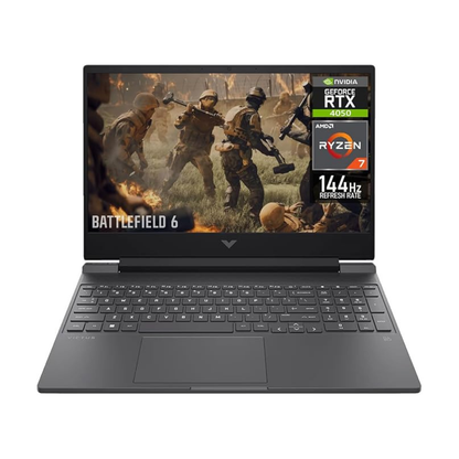 HP Victus 15.6" FHD 144Hz Gaming Laptop – AMD Ryzen 7-7445HS, RTX 4050, 16GB RAM, 512GB SSD, Mica Silver