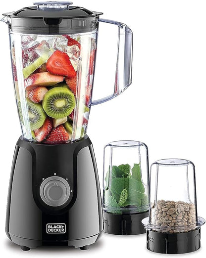BLACK+DECKER BX440-B5 Blender 400W, 1.5L Jar with 2 Grinding Mills, Stainless Steel Blades, 2-Speed Pulse Control