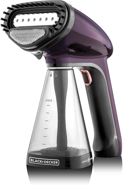 BLACK+DECKER HST1500-B5 Garment Steamer 1500W – Fast Heat-Up, 260ml Tank, 21g/min Steam, Purple