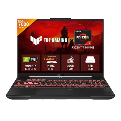 ASUS TUF FA607 Gaming Laptop – AMD Ryzen 7-7445HS, RTX 4050, 16" 144Hz, 16GB RAM, 512GB SSD (Grey)
