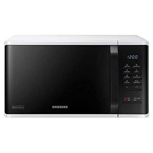 Samsung 23 Liter Solo Microwave Oven – Quick Defrost, White (MS23K3513AW)