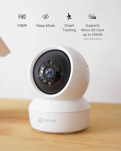 C6N Wi-Fi Smart Security Camera 2MP 1080P – Indoor Surveillance, Night Vision, Motion Detection, White