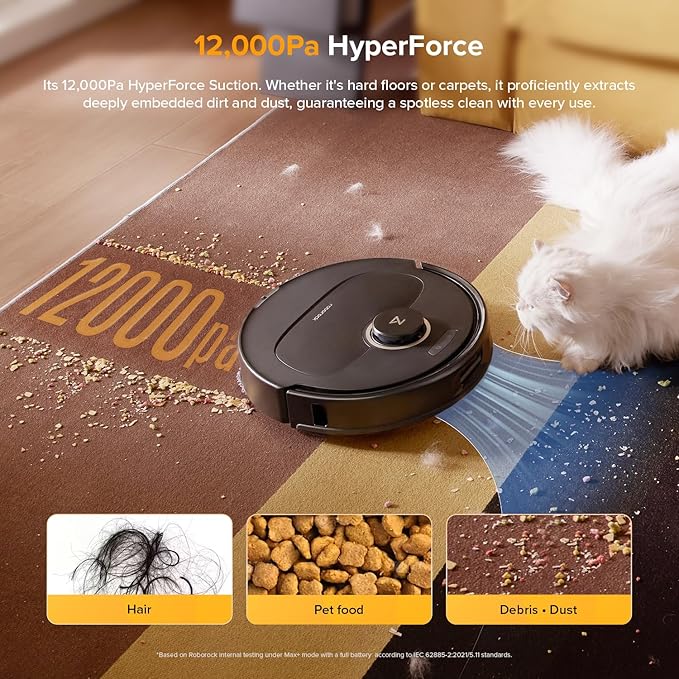 Roborock Qrevo 5AE Robot Vacuum Cleaner – 12000Pa Suction, Self-Emptying, Mop Washing & Drying, Smart Navigation, Black