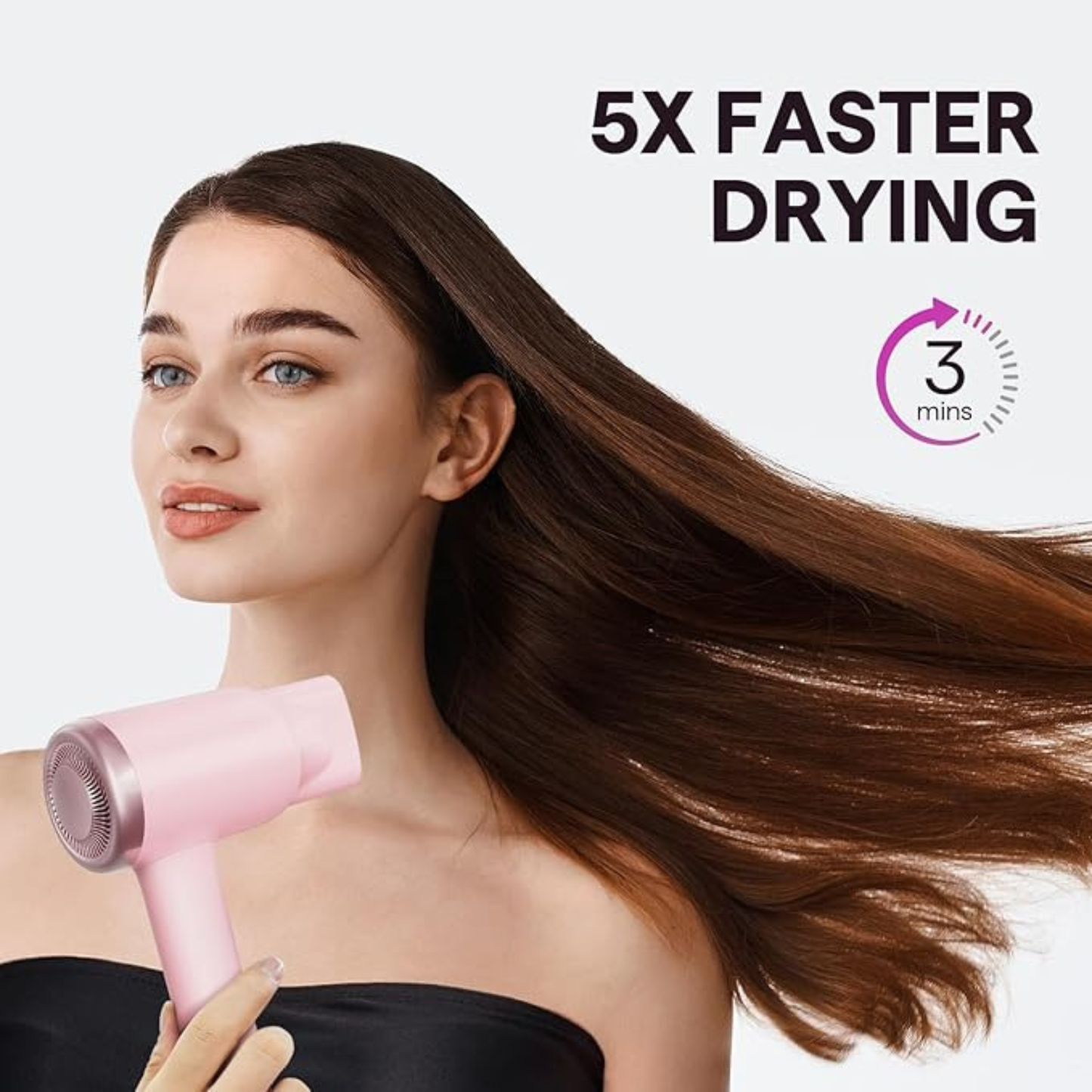 Wavytalk Turblow Pro High-Speed Hair Dryer – 110,000 RPM, Diffuser & Ionic Frizz Control (Pink)