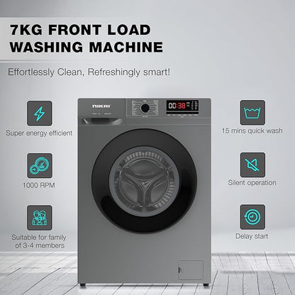 Nikai NWM701FN9S 7KG Front Load Washing Machine – 16 Programs, Steam Wash, Fully Automatic, Silver
