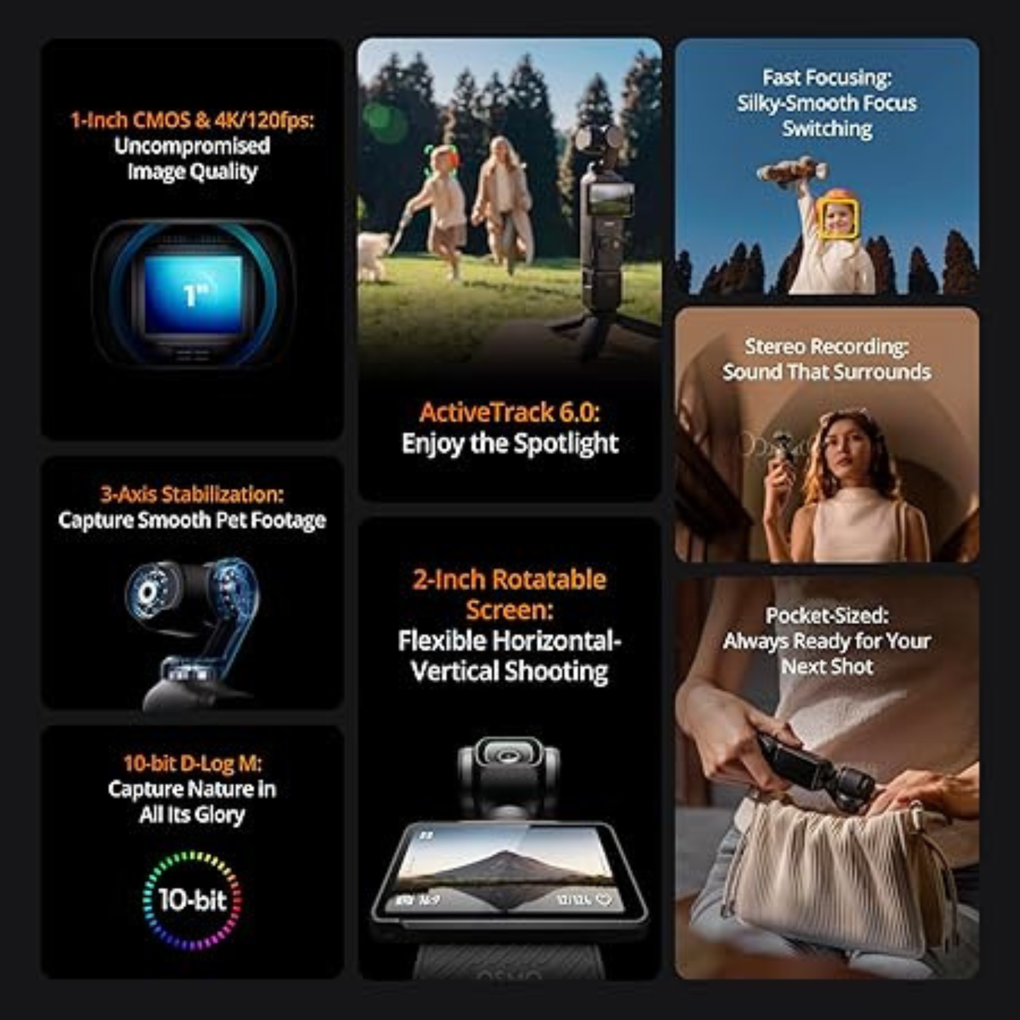 DJI Osmo Pocket 3 Creator Combo – 4K Vlogging Camera with 1" CMOS, 3-Axis Stabilization (UAE Version)