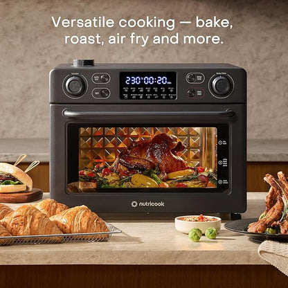 Nutricook NC-AFTO330K 30L 12-in-1 Air Fryer Oven – Steam Infusion, Rotisserie, Turbo Convection, Beige