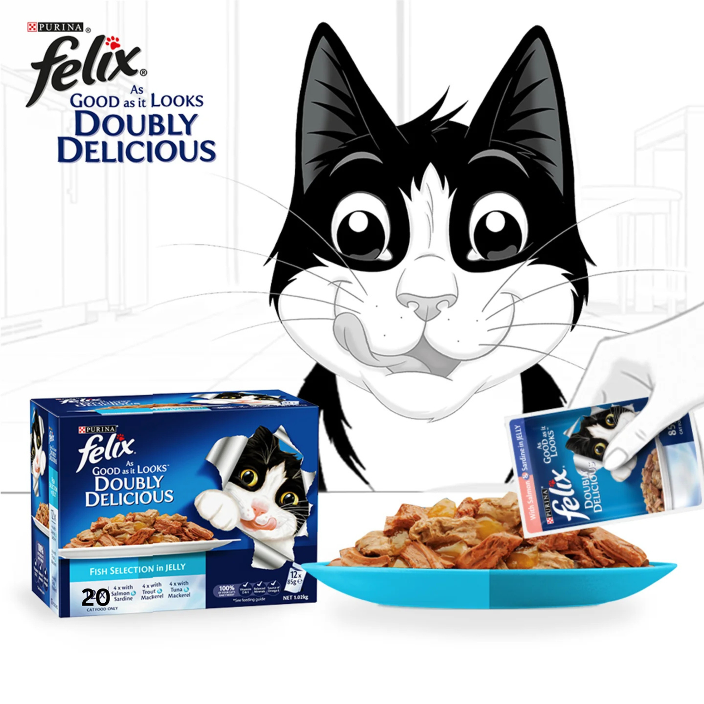 Felix As Good As It Looks Doubly Delicious Fish Selection Cat Food – 85g Pouches