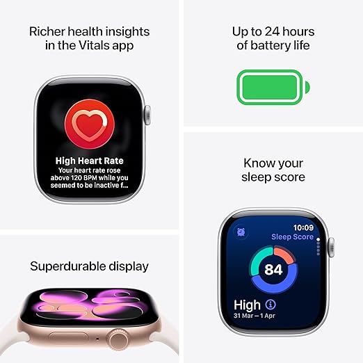 Apple Watch Series 11 GPS 42mm – Rose Gold Aluminium Case, Light Blush Sport Band, Smartwatch