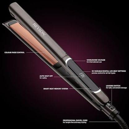 Revlon RVST2155 Perfect Heat Copper 25 mm Ceramic Hair Straightener – Up to 235 °C (Black)