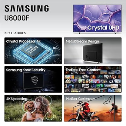 Samsung 55 Inch Crystal UHD TV U8000F – 4K Smart TV (2025 UAE Version)