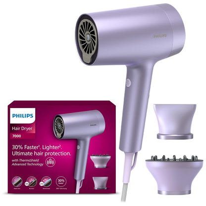 Philips 7000 Series Hair Dryer BHD720/13 – Fast Drying, Metallic Lilac (Purple)