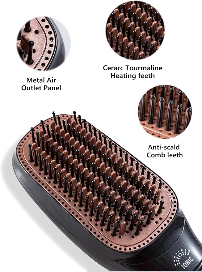 1200W 2-in-1 Hair Dryer Brush – Ceramic Dryer & Styler, Professional Black/Beige