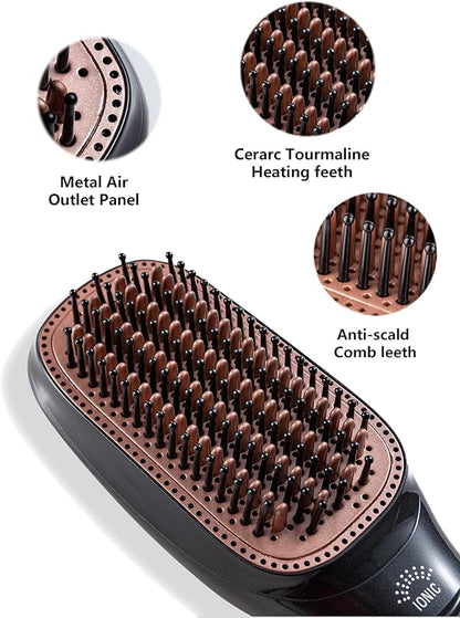 1200W 2-in-1 Hair Dryer Brush – Ceramic Dryer & Styler, Professional Black/Beige