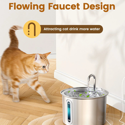 oneisall Stainless Steel Cat Water Fountain – 2L Quiet Pet Drinking Fountain with Filters (PWF-001)