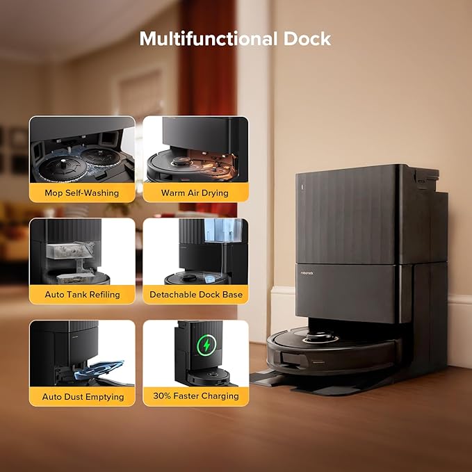 Roborock Qrevo 5AE Robot Vacuum Cleaner – 12000Pa Suction, Self-Emptying, Mop Washing & Drying, Smart Navigation, Black