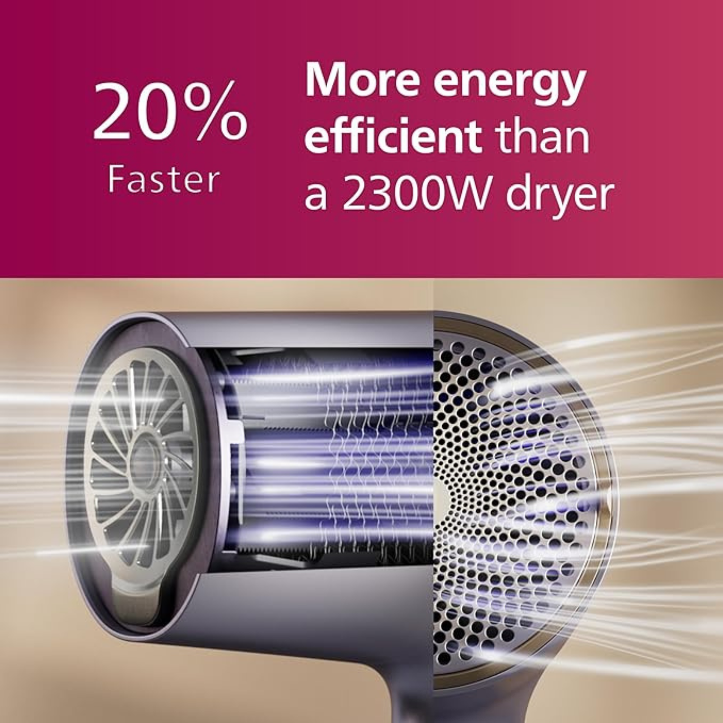 Philips 7000 Series Hair Dryer BHD720/13 – Fast Drying, Metallic Lilac (Purple)