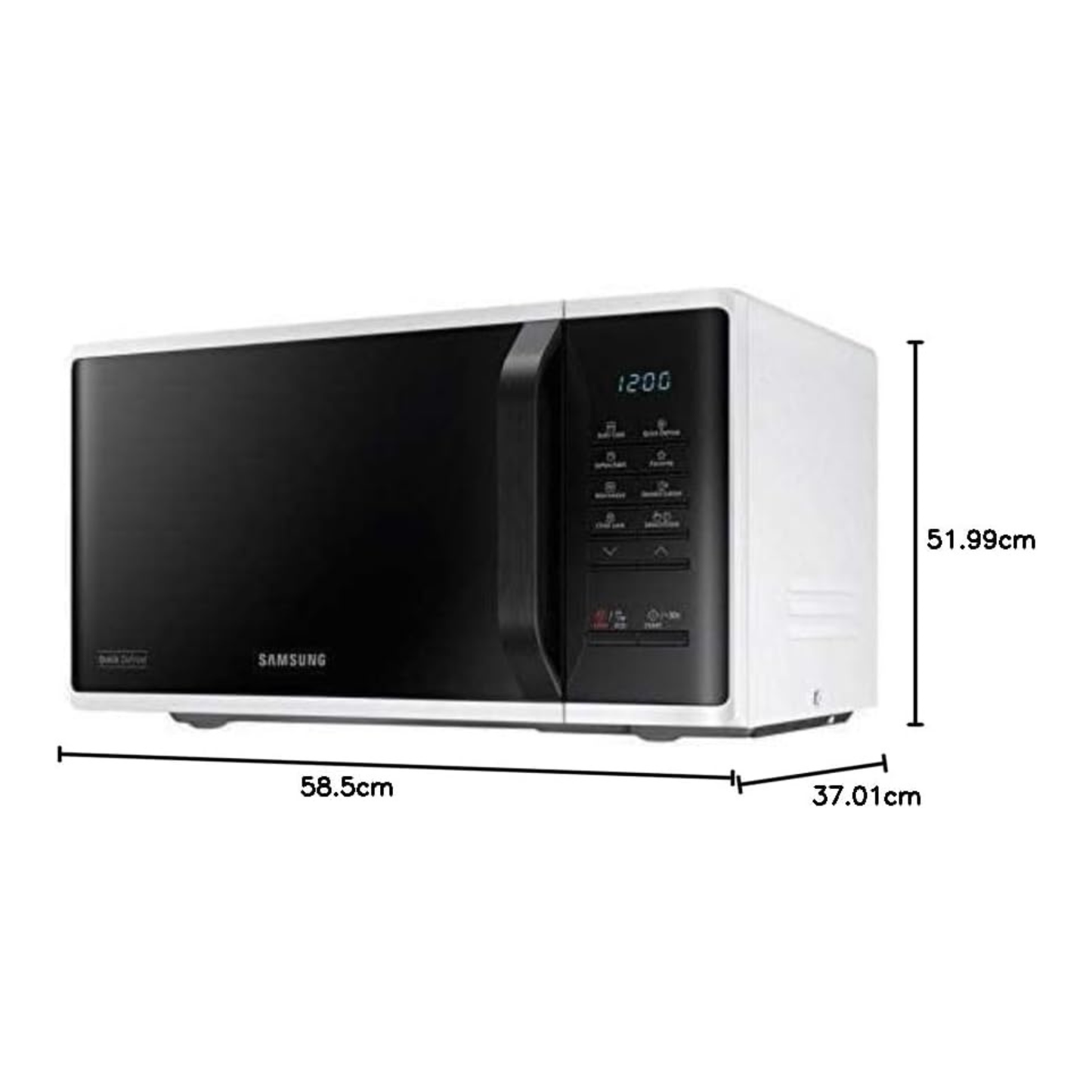 Samsung 23 Liter Solo Microwave Oven – Quick Defrost, White (MS23K3513AW)