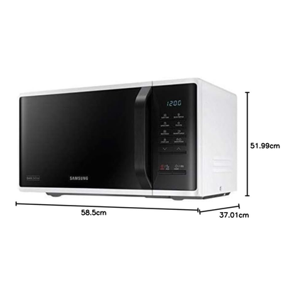 Samsung 23 Liter Solo Microwave Oven – Quick Defrost, White (MS23K3513AW)