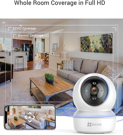 C6N Wi-Fi Smart Security Camera 2MP 1080P – Indoor Surveillance, Night Vision, Motion Detection, White