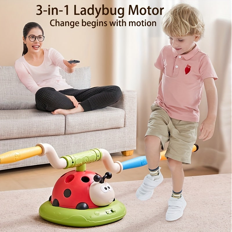 Ladybug 3-in-1 Exercise Machine – Sensory Training Toy with Skipping Rope, Ring & Rocket - Zeal Cart