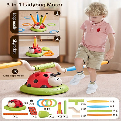 Ladybug 3-in-1 Exercise Machine – Sensory Training Toy with Skipping Rope, Ring & Rocket - Zeal Cart