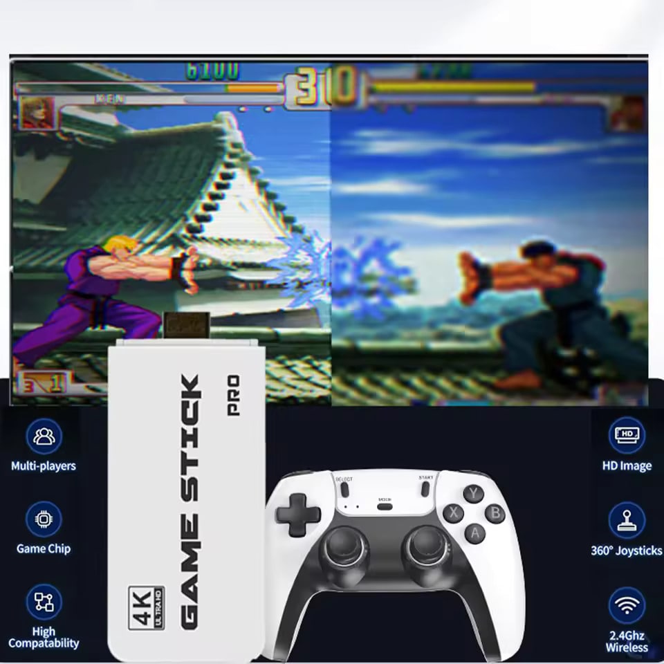 M8 Pro 4K Game Stick – Retro Console with 2.4G Wireless Controllers & 20,000+ Games - Zeal Cart