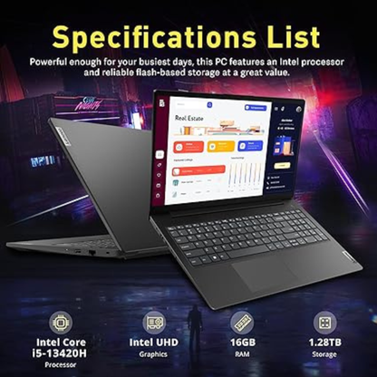 Lenovo V15 Gen 4 Business Laptop – 15.6" FHD, Intel Core i5-13420H, 16GB RAM, 1TB SSD, Windows 11 Pro, Black