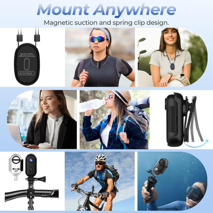 i3 4K Thumb Action Camera – Mini Waterproof Body Camera with 64GB Card, Black