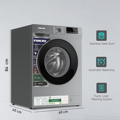 Nikai NWM701FN9S 7KG Front Load Washing Machine – 16 Programs, Steam Wash, Fully Automatic, Silver