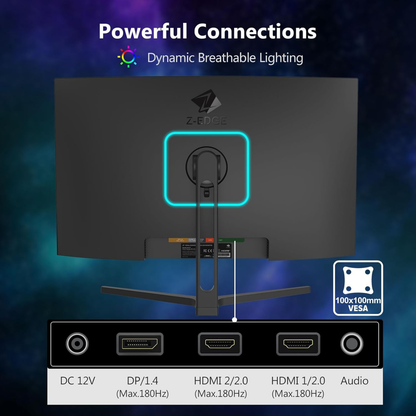 Z-EDGE 27" 1500R Curved Gaming Monitor – FHD 180Hz, 1ms, FreeSync (UG27F)