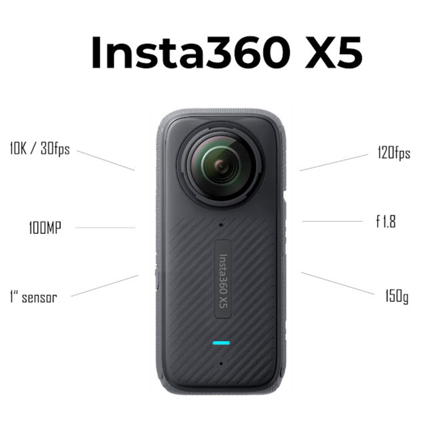 Insta360 X5 Waterproof 8K 360° Action Camera – Triple AI Chip, 3-Hour Battery (UAE Version)