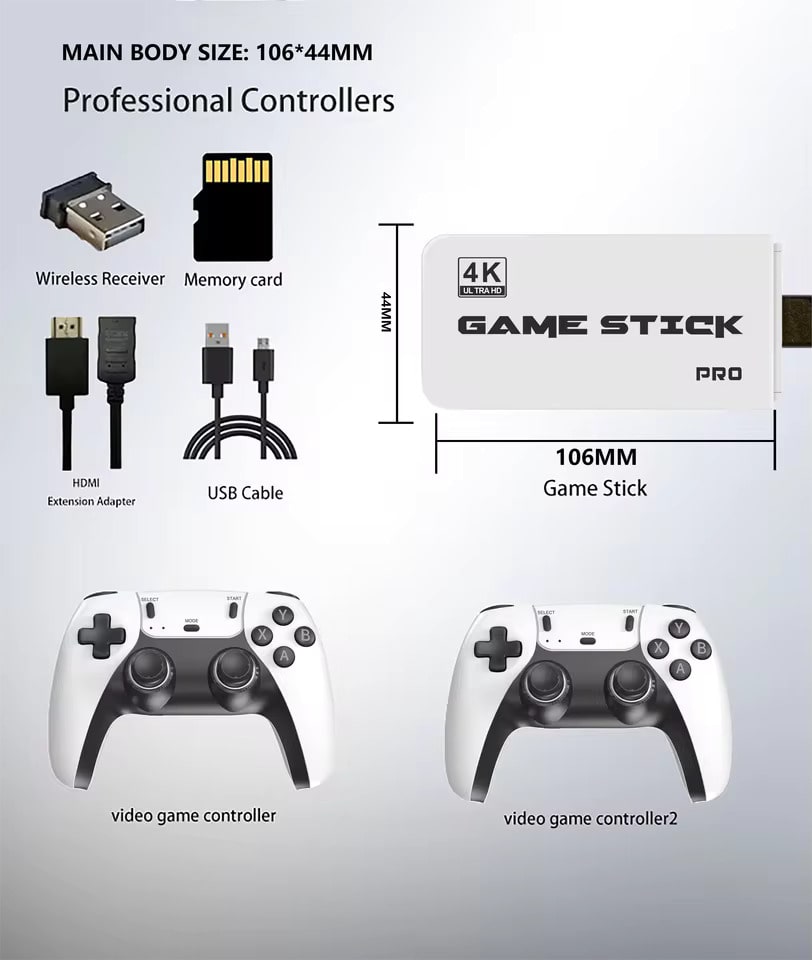 M8 Pro 4K Game Stick – Retro Console with 2.4G Wireless Controllers & 20,000+ Games - Zeal Cart