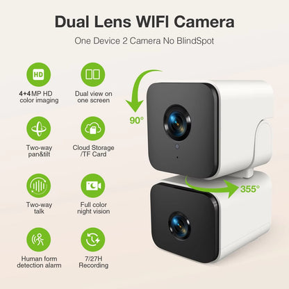 4K 8MP Tuya Dual Lens WiFi PTZ Camera with AI Tracking & PIR Human Detection - Zeal Cart