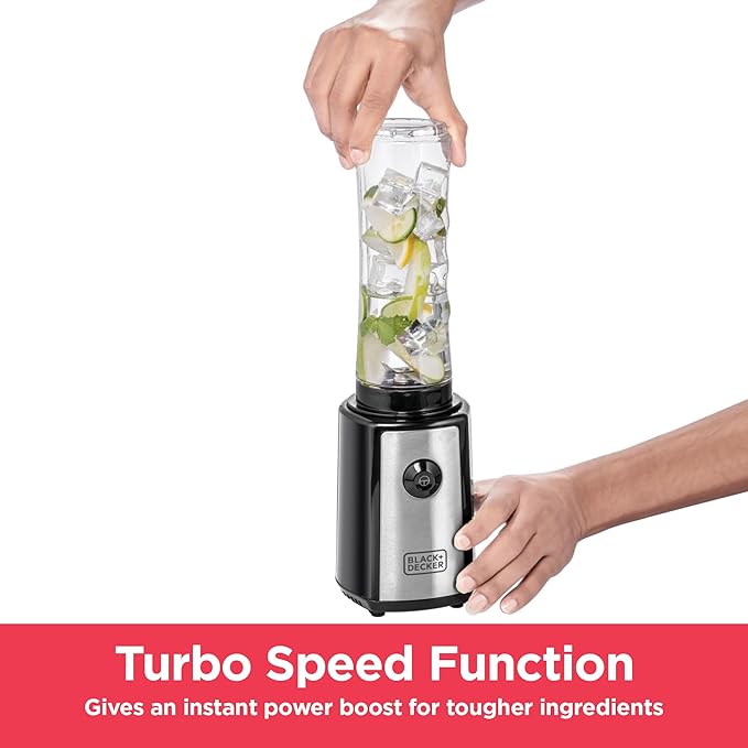BLACK+DECKER SBX300-B5 Sports Blender 300W – 6-Piece Smoothie Maker with 500ml & 300ml Bottles, Turbo Speed