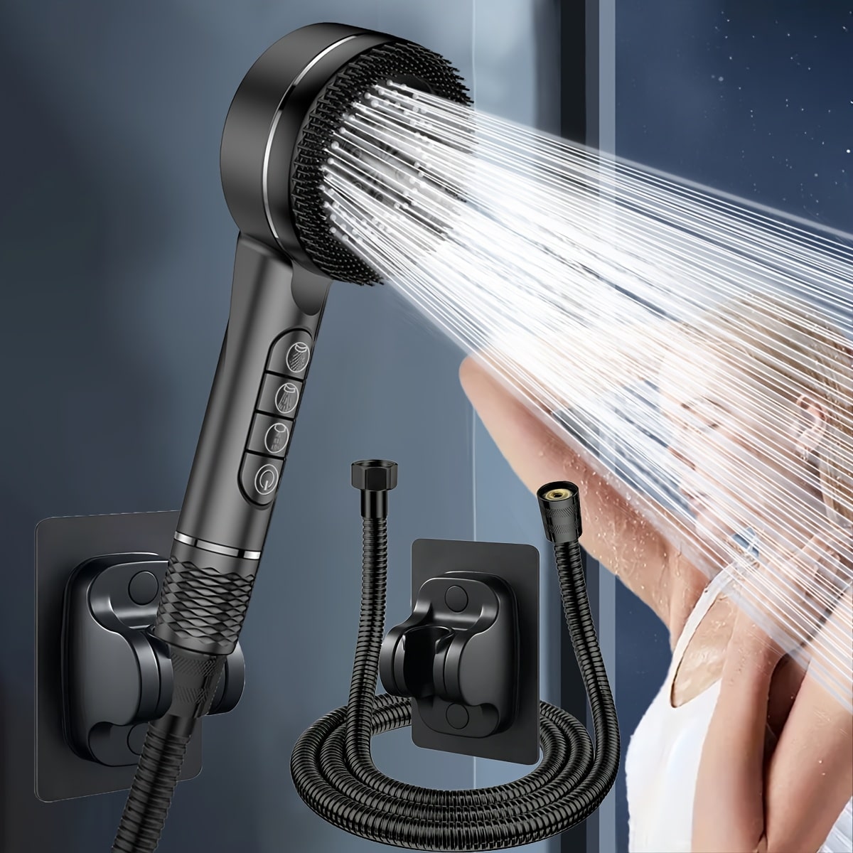 High Pressure Handheld Shower – 5 Spray Settings + 1.5m Hose - Zeal Cart