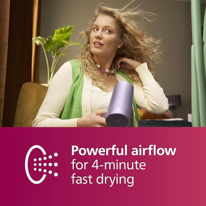 Philips 7000 Series Hair Dryer BHD720/13 – Fast Drying, Metallic Lilac (Purple)
